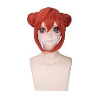 GJBXP GINTAMA Kagura Peluca de cosplay corta naranja roja con pelucas de cabello sintético resistente al calor Chignon para mujeres Disfraces de Halloween PL-093