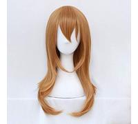 GJBXP Hairpieces Anime Cosplay Rose Net Pelucas con flequillo 100% Fibra resistente a altas temperaturas Color de lino Cabello largo y liso 26 pulgadas Herramientas de enfermería