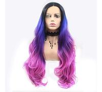 GJBXP Hairpieces Peluca Señoras Hechas a mano Encaje Conjunto de pelucas europeas y americanas, Gradient Color Long Curls Hair, para la fiesta diaria