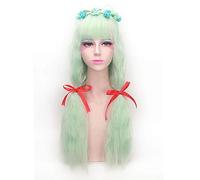 GJBXP Harajuku Lolita Peluca larga ondulada Bang Peluca sintética resistente al calor Cosplay Cosplay Verde claro Gris Rubio Marrón Pelucas para mujeres PL-179