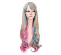 GJBXP Harajuku Lolita Peluca ondulada larga Pelo sintético Anime Cosplay Púrpura Azul Marrón Destacados Pelucas de fiesta coloridas para mujeres PL-749