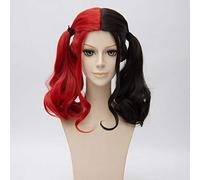 GJBXP Harley Quinn Suicide Squad Cosplay peluca de Halloween Cosplay peluca sintética para mujer dos coletas de oro postizo de oro disfraz sombreros 1
