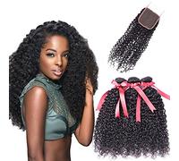 GJBXP Kinky rizado natural virgen natural paquetes de cabello real 22 pulgadas Cabello liso brasileño Pelucas delanteras de encaje Sin procesar Pelucas de cabello humano virgen 130% de densidad Negr