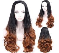 GJBXP Largo Rizado Ondulado Mullido Resistente Al calor Fibra sintética Rendimiento del cabello Moda Natural Omber Mezclado Raíces oscuras Pelucas para Cosplay 28inches / 70cm Marrón claro