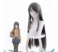 GJBXP Mai Sakurajima Peluca gris oscuro Halloween Anime Cosplay Lacio Pelo largo Rascal no sueña con Bunny Girl Senpai
