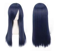 GJBXP Moda Barato 60cm Larga Peluca Recta Cosplay Anime Pelo Sintético Resistente Al Calor Púrpura Azul Marrón Negro Pelucas Blancas Para Mujer Azul