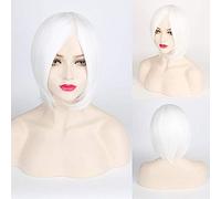 GJBXP Peluca de cosplay corta sintética barata Púrpura Rosa Rojo Azul Gris Blanco Bob Pelucas para mujeres Anime resistente al calor Cabello 23