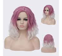 GJBXP Peluca rizada ondulada corta Bob Pelucas rosadas Ombre para niñas Fibra sintética resistente al calor Harajuku Cosplay Cabello 14 pulgadas y 21 colores Om- 836