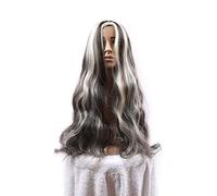 GJBXP Pelucas delanteras de encaje de fibra sintética, onduladas, sedosas, rizadas, largas y rizadas Omber Cabello mixto marrón y blanco para mujeres 24 pulgadas / 60 cm