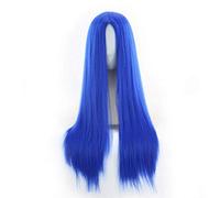 GJBXP Pelucas delanteras de encaje de punto medio largas y rectas naturales Sin cola Pegamento de fibra sintética resistente al calor de alta calidad para Cosplay 26 pulgadas azul