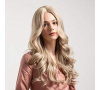 GJBXP pelucas onduladas largas rubias marrones con flequillo para mujeres sintéticas negro rojo mujer cosplay pelucas naturales pelucas de pelo de fibra resistente al calor Lc173