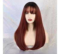 GJBXP Pelucas rectas largas con flequillo Pelucas sintéticas naturales Omber Blonde para mujeres Pelucas de cosplay afroamericanas Fibra resistente al calor Lc201-1