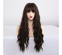GJBXP Pelucas sintéticas largas Rosa Marrón Onda de agua Rizado Cosplay Pelucas con flequillo Fibra resistente al calor para mujeres Pelucas de cabello Lc222-2