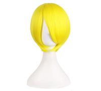 GJBXP Postizos Corto Recto Bob Sedoso Pelucas Sintéticas Venta Caliente Moda Natural Omber Mezclado Raíces Oscuras Cabello para Mujeres 14inches / 37cm Amarillo Limón