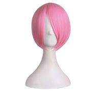 GJBXP Postizos Corto Recto Bob Sedoso Pelucas Sintéticas Venta Caliente Moda Natural Omber Mixto Dark Roots Cabello para Mujeres 14inches / 37cm Deep Pink