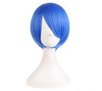 GJBXP Postizos Corto Recto Bob Sedoso Pelucas Sintéticas Venta Caliente Moda Omber Natural Mixto Raíces Oscuras Cabello para Mujeres 14inches / 37cm Royal Blue