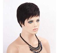 GJBXP Postizos Pelucas rectas de cabello humano con flequillo Bob Pelucas naturales sin pegamento para mujeres negras Pelucas brasileñas de cabello corto Remy 8 pulgadas 130% de densidad