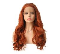 GJBXP Resistente al calor Sintético Sin derramamiento Pelucas delanteras de encaje Onda de cuerpo largo Omber Marrón claro Hairline Hair natural para mujeres