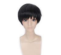 GJBXP Tokyo Ghoul Ken Kaneki Peluca de cosplay corta recta para hombres Resistente al calor Sintético Negro Blanco Anime Cabello Pelucas de disfraces de Halloween Negro