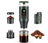 GJCrafts Cafetera portátil 2 en 1 con batería de 7650 mAh, 20 bar de presión, extracción en frío/calor, para cápsulas y café molido, portátil para oficina, viajes y camping (verde)