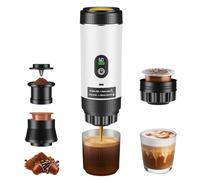 GJCrafts Cafetera Portatil, Cafetera Multicapsulas y Molido, Carga Rápida USB-C, Maquina de Cafe Ideal para Acampadas, Senderismo, Viajes y Autocaravanas (Blanco)