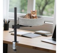 GJCrafts Cama para Gatos de Escritorio, Ajustable en Altura, giratoria 360°, antipellizcos y compacta, con Estampado de piña (XL, Gris Oscuro)