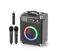 GJCrafts Karaoke, Todo-en-Uno Karaoke 2 Microfonos con Altavoz Bluetooth de 20W y Ranura para Micrófono Recargable, Karaoke Altavoz Portatil Bluetooth para Fiestas Salida (Black)