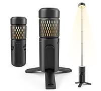 GJCrafts Linterna Camping Rechargeable 5400mAh, IP54 Waterproof Luz Camping Portable LED Work Light 600 Lumens 3000/7000K Dimmable Camping Essentials Gear with Foldable Tripod, Black