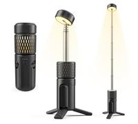 GJCrafts Linterna Camping Rechargeable 5400mAh, IP54 Waterproof Luz Camping Portable LED Work Light 600 Lumens 3000/7000K Dimmable Camping Essentials Gear with Foldable Tripod, Black