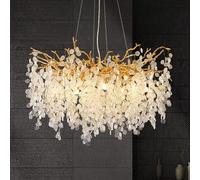 GJDHUQO Lámpara de araña moderna con rama de árbol, lámparas de lujo redondas de 31,5 pulgadas para comedor, lámpara de techo alto, lámpara colgante colgante Chasing the Dawn