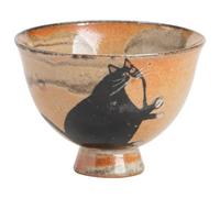 GJgfjGHK Taza infusora de té, 1 taza de té japonesa retro vintage de cerámica china Kung Fu taza de té anfitrión individual taza hecha a mano lindo gato dibujos animados vasos té té (D)