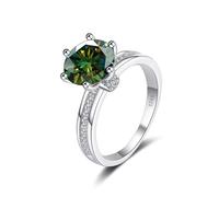 GJGHKLHL Anillos de compromiso moissanita 3 quilates con forma flor D, color VVS1, for mujer, plata ley S925, anillo diamante corte redondo, alianza boda amarilla/azul/rosa certificado(Darkgreen,5)