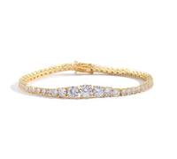 GJGHKLHL Chapado en oro de 18 quilates, pulsera clásica tenis con diamantes imitación, pulseras circonita cúbica corte redondo for mujer, boda, novia(7 Inch)