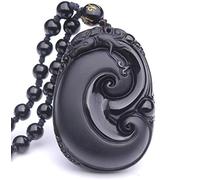 GJGHKLHL Collar con colgante de obsidiana natural PiXiu for hombres y mujeres