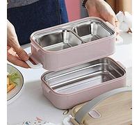 GJGHKLHL Fiambrera de las cajas Bento, fiambrera hermética del volumen grande la capa doble, válvula respirable, insula inyección agua(Pink,Double 1600ml)