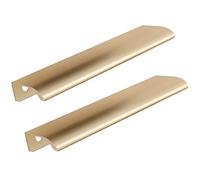 GJGHKLHL Manijas Ocultas Aleación De Aluminio Perilla Puerta Invisible Armario Cocina Gabinete Cajón Champán Oro 2 Piezas(Hole distance 128mm)