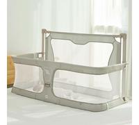 GJGHKLHL Moisés for Dormir Junto a la Cama con Ventana de Malla Visible y Transpirable, Cubierta Forro Suave Lavable aleación Aluminio Resistente, Verde Claro(Creamy White)