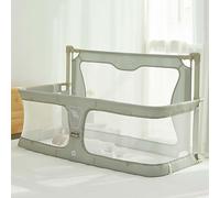 GJGHKLHL Moisés for Dormir Junto a la Cama con Ventana de Malla Visible y Transpirable, Cubierta Forro Suave Lavable aleación Aluminio Resistente, Verde Claro(Light Green)