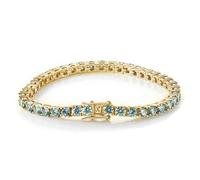 GJGHKLHL Moissanite pulsera de tenis para las mujeres D Color VVS1 Claridad Azul diamantes S925 plata esterlina, 6.5»(Gold,5mm)
