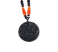 GJGHKLHL Obsidiana Natural Tailandia Ganesha collar colgante elefante amuleto Jade joyería de fina