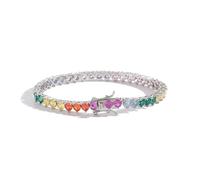GJGHKLHL Pulsera de tenis diamantes imitación clásica chapada en oro 18 quilates 4 mm, pulseras circonita cúbica corte redondo for mujeres, bodas, bailes nupciales(7 Inch)