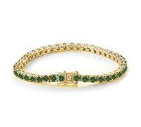 GJGHKLHL Pulsera de tenis moissanita 4 mm for mujer Color D VVS1 Claridad diamantes verdes plata ley S925 con certificado(Gold,6.5 Inch)