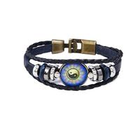 GJGHKLHL pulsera, Par de cierres Time Gems Bagua Yin Yang Pulsera cuero aleación