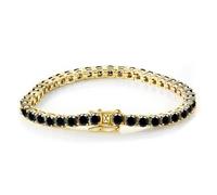 GJGHKLHL Pulseras de Oro para Mujer Corte Redondo D Color VVS1 Claridad Diamante Negro Tenis Plata Ley 925(Gold,8.5 in 5mm)
