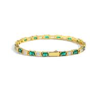 GJGHKLHL Pulseras de tenis alternas blancas/verdes for mujer, chapadas en oro 18 quilates, pulsera diamantes clásica, pulseras circonita cúbica for, joyería for bodas, novias y bailes(Gold,8 inch)