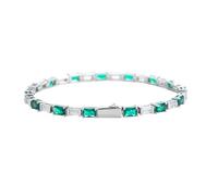 GJGHKLHL Pulseras de tenis alternas blancas/verdes for mujer, chapadas en oro 18 quilates, pulsera diamantes clásica, pulseras circonita cúbica for, joyería for bodas, novias y bailes(White,8 inch)