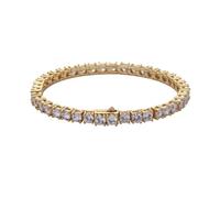 GJGHKLHL Pulseras de tenis para las mujeres corte clásico redondo 18K chapado en oro pulseras para la boda novia Prom Joyería(Gold,4 mm)