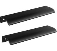 GJGHKLHL Tiradores ocultos for armario de aleación aluminio, tiradores for gabinete, con borde for dedo, for cajones, pomos for muebles, color negro, 2 piezas(Hole distance 64mm)