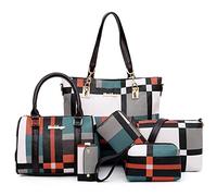 GJGJTER Bolso bandolera de cuero sintético de la PU para mujer, bolso de mensajero portátil de un solo hombro, 6 piezas, conjunto de bolsos con asa superior, forro polar verde con licencia oficial de star wars silent one crew., Talla única