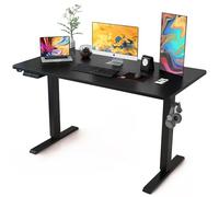 GJGSW Escritorio eléctrico de Altura Ajustable con Puerto USB-C y Enchufe, Escritorio Sentado-de pie con Alerta de sedentarismo - Preajustes de Memoria(Black)